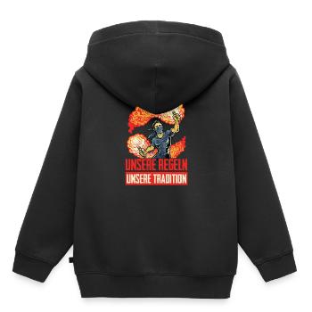 Feuerwerk ist kein Verbrechen Pyro Ultras - Kinder Premium Organic Hoodie - Schwarz - Hinten - AI Model Kid Male (0cm)
