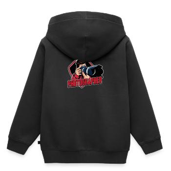 Photographe Photographie Photographier Appareil Photo Hobby - Sweat Premium à capuche enfant bio - noir - Dos - AI Model Kid Male (0cm)