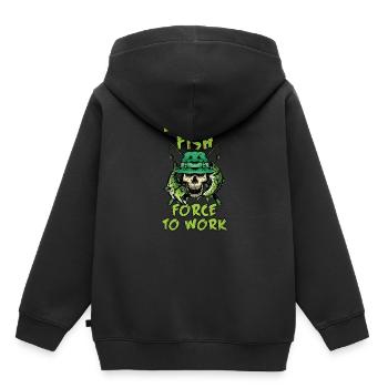 Pas envie de travailler Je préfère la pêche - Sweat Premium à capuche enfant bio - noir - Dos - AI Model Kid Male (0cm)
