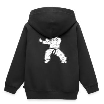 Karate Katze Selbstverteidigung - Kinder Premium Organic Hoodie - Schwarz - Hinten - AI Model Kid Male (0cm)