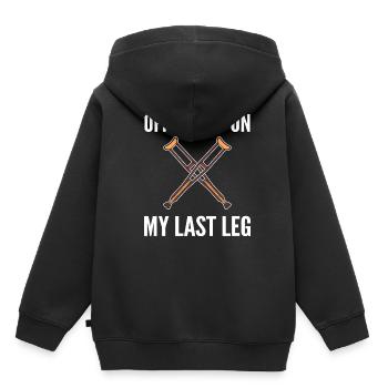 Gebrochenes Bein - Kinder Premium Organic Hoodie - Schwarz - Hinten - AI Model Kid Male (0cm)