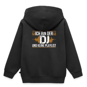 DJ Party Spruch - keine Playlist | Musik Disko - Kinder Premium Organic Hoodie - Schwarz - Hinten - AI Model Kid Male (0cm)
