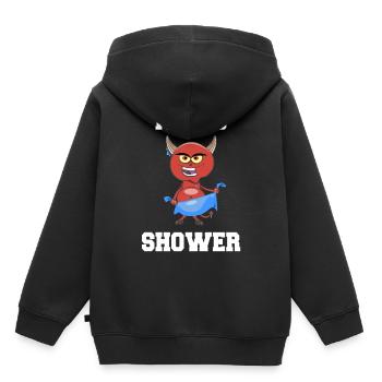 Il est temps de se doucher T-shirt avec le diable de la douche - Sweat Premium à capuche enfant bio - noir - Dos - AI Model Kid Male (0cm)