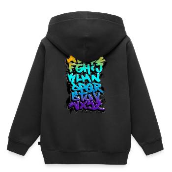 GRAFFITI-ALPHABET - Kinder Premium Organic Hoodie - Schwarz - Hinten - AI Model Kid Male (0cm)