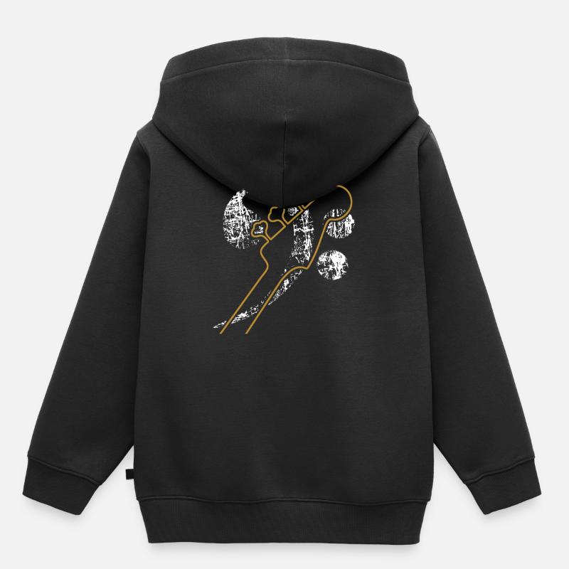 Clé de basse. Bass Clef, Basse-Guitare distressed - Sweat Premium à capuche enfant bio - noir