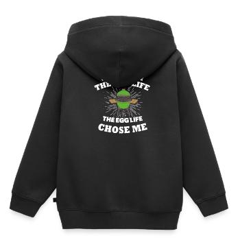 Barbecue Griller BBQ Cadeau La vie aux oeufs m'a choisi - Sweat Premium à capuche enfant bio - noir - Dos - AI Model Kid Male (0cm)