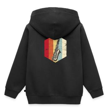 Saxofon - Kinder Premium Organic Hoodie - Schwarz - Hinten - AI Model Kid Male (0cm)