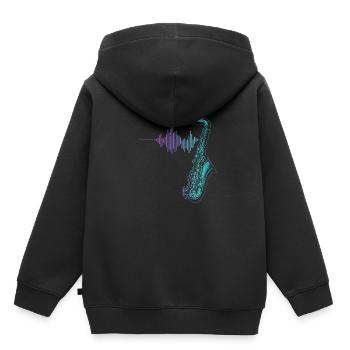 Saxofon - Kinder Premium Organic Hoodie - Schwarz - Hinten - AI Model Kid Male (0cm)