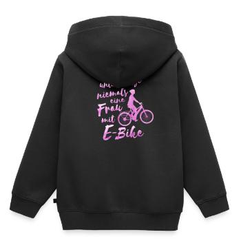 e bike bike femme cadeau e bike - Sweat Premium à capuche enfant bio - noir - Dos - AI Model Kid Male (0cm)