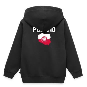 Pologne - Sweat Premium à capuche enfant bio - noir - Dos - AI Model Kid Male (0cm)