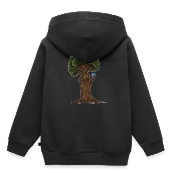 Mutter Natur hält die Erdkugel in ihren Händen - Kinder Premium Organic Hoodie - Schwarz - Hinten - AI Model Kid Male (0cm)