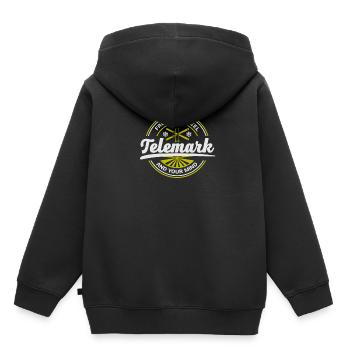 Télémark Ski Talon Gratuit Rétro - Sweat Premium à capuche enfant bio - noir - Dos - AI Model Kid Male (0cm)
