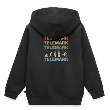 Télémark Ski Talon Gratuit Rétro - Sweat Premium à capuche enfant bio - noir - Dos - AI Model Kid Male (0cm)