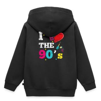 J'aime les années 90 - Sweat Premium à capuche enfant bio - noir - Dos - AI Model Kid Male (0cm)