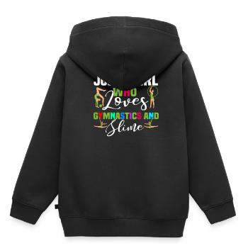 Turnen Mädchen - Kinder Premium Organic Hoodie - Schwarz - Hinten - AI Model Kid Male (0cm)
