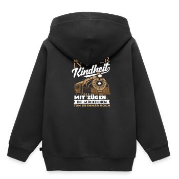 Eisenbahn - Kinder Premium Organic Hoodie - Schwarz - Hinten - AI Model Kid Male (0cm)