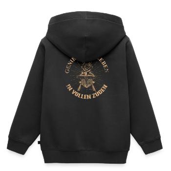 Eisenbahn Wortspiel - Kinder Premium Organic Hoodie - Schwarz - Hinten - AI Model Kid Male (0cm)