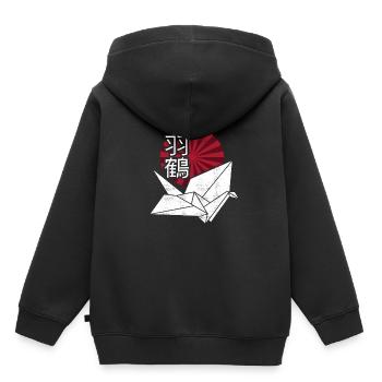 Origami japonais - Sweat Premium à capuche enfant bio - noir - Dos - AI Model Kid Male (0cm)