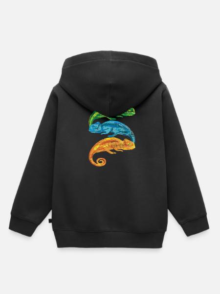 Chamäleon Retro - Kinder Premium Organic Hoodie - Schwarz