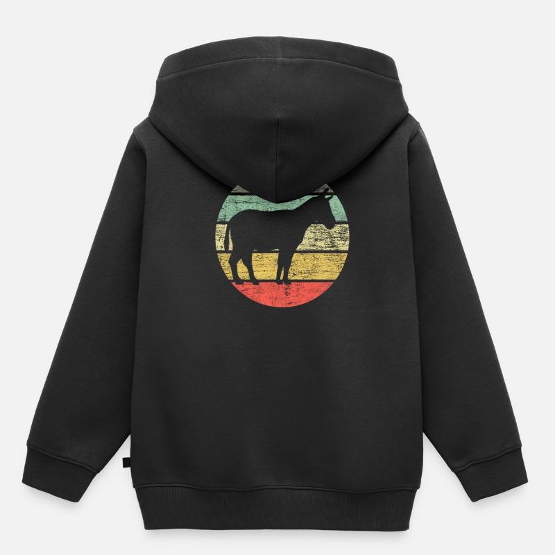 Âne rétro - Sweat Premium à capuche enfant bio - noir