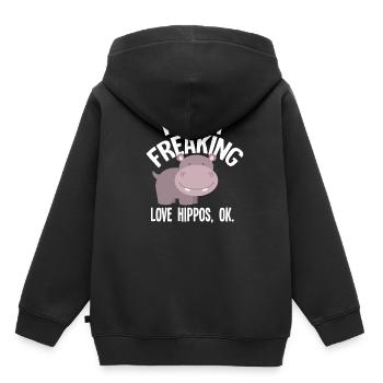 Nilpferd - Kinder Premium Organic Hoodie - Schwarz - Hinten - AI Model Kid Male (0cm)