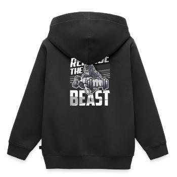 Bodybuilding Starker Mann - Kinder Premium Organic Hoodie - Schwarz - Hinten - AI Model Kid Male (0cm)