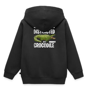 Krokodil Raubtier - Kinder Premium Organic Hoodie - Schwarz - Hinten - AI Model Kid Male (0cm)