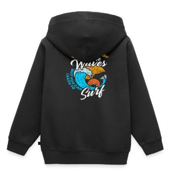 Surfen Wellen - Kinder Premium Organic Hoodie - Schwarz - Hinten - AI Model Kid Male (0cm)