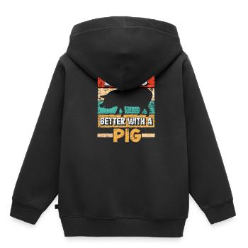 porc - Sweat Premium à capuche enfant bio - noir - Dos - AI Model Kid Male (0cm)