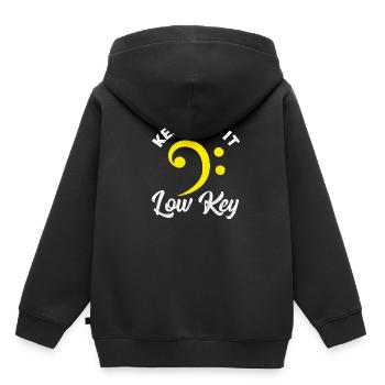 Cello Bassschlüssel - Kinder Premium Organic Hoodie - Schwarz - Hinten - AI Model Kid Male (0cm)