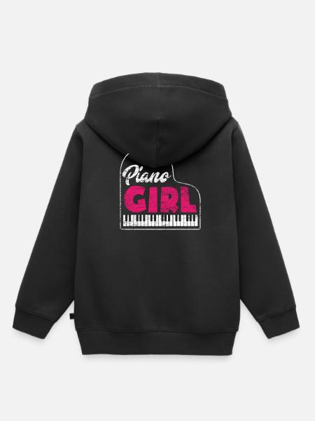 Piano Mädchen - Kinder Premium Organic Hoodie - Schwarz