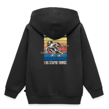 Ski - Kinder Premium Organic Hoodie - Schwarz - Hinten - AI Model Kid Male (0cm)