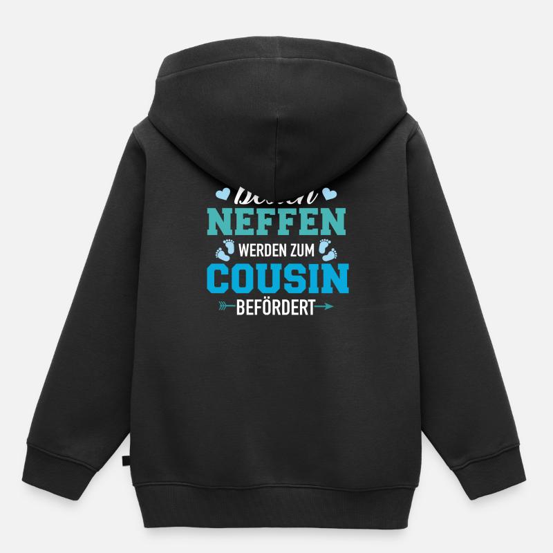 Cousin - Kinder Premium Organic Hoodie - Schwarz