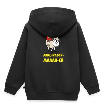 Akku Rasen Mäher Schaf Batterie - Kinder Premium Organic Hoodie - Schwarz - Hinten - AI Model Kid Male (0cm)