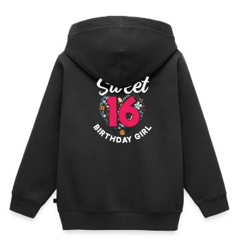 16. Geburtstag Mädchen 16 Jahre Geschenk - Kinder Premium Organic Hoodie - Schwarz - Hinten - AI Model Kid Male (0cm)