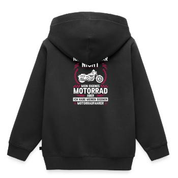 Ich habe zwar nicht mein eigenes Motorrad - Kinder Premium Organic Hoodie - Schwarz - Hinten - AI Model Kid Male (0cm)