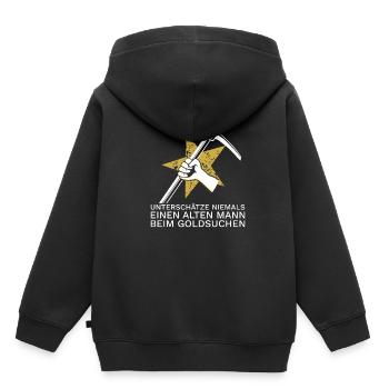 Arrosage or Dent de la pioche d’or - Sweat Premium à capuche enfant bio - noir - Dos - AI Model Kid Male (0cm)