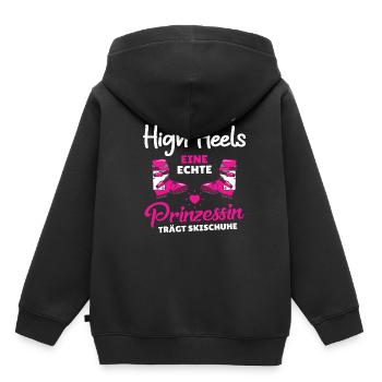 La princesse porte des chaussures de ski - Sweat Premium à capuche enfant bio - noir - Dos - AI Model Kid Male (0cm)