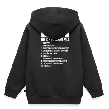 Dinge die ich im Leben Will Traktor Mehr Traktoren - Kinder Premium Organic Hoodie - Schwarz - Hinten - AI Model Kid Male (0cm)