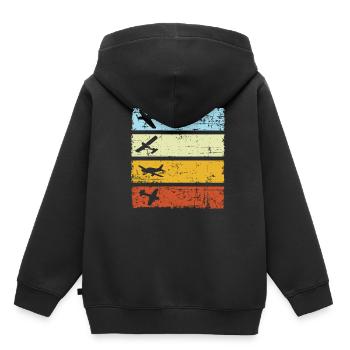 Modellflug Modellflieger retro vintage Modellflug - Kinder Premium Organic Hoodie - Schwarz - Hinten - AI Model Kid Male (0cm)