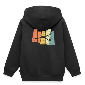 Rétro planeur rétro planeur planeur planeur - Sweat Premium à capuche enfant bio - noir - Dos - AI Model Kid Male (0cm)