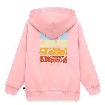 Bâton Shooting Cane Sport Curling Rétro Vintage - Sweat Premium à capuche enfant bio - rose - Dos - AI Model Kid Female (0cm)