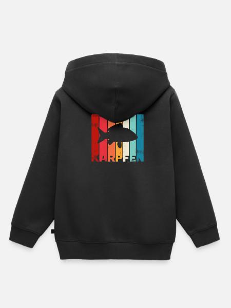 Karpfen Karpfenangeln Retro - Kinder Premium Organic Hoodie - Schwarz
