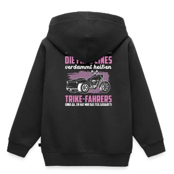 Trike Dreirad Trikefahrerin Spruch Motorradfahrer - Kinder Premium Organic Hoodie - Schwarz - Hinten - AI Model Kid Male (0cm)
