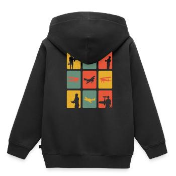 Retro Model Airplane Model Airplane Model Airplane - Kids Premium Organic Hoodie - black - Back - AI Model Kid Male (0cm)