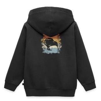 Kiwi Oiseau Vintage Kiwi Oiseau Vintage - Sweat Premium à capuche enfant bio - noir - Dos - AI Model Kid Male (0cm)