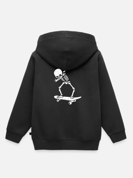 Dabbing Skeleton SKATEBOARD Dab Skate Halloween - Premium børne hættetrøje økologisk - sort