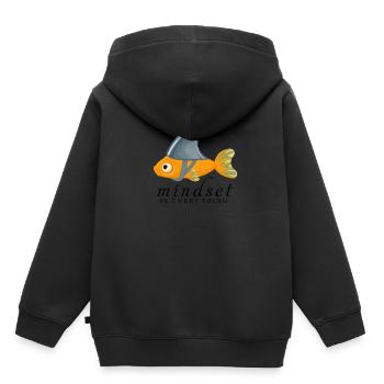 Mindset Is Everything Goldfisch mit Haifischflosse - Kinder Premium Organic Hoodie - Schwarz - Hinten - AI Model Kid Male (0cm)