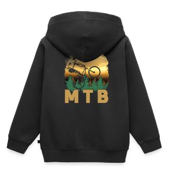 Vintage Retro Mountain Bike MTB Downhill Biking - Sweat Premium à capuche enfant bio - noir - Dos - AI Model Kid Male (0cm)