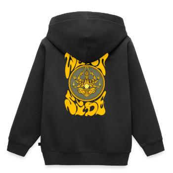 West side - Kids Premium Organic Hoodie - black - Back - AI Model Kid Male (0cm)